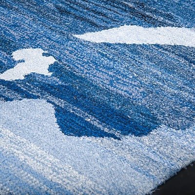 Close-up of a blue and white patterned surface
