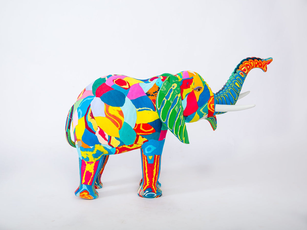 Colorful elephant model on a white background
