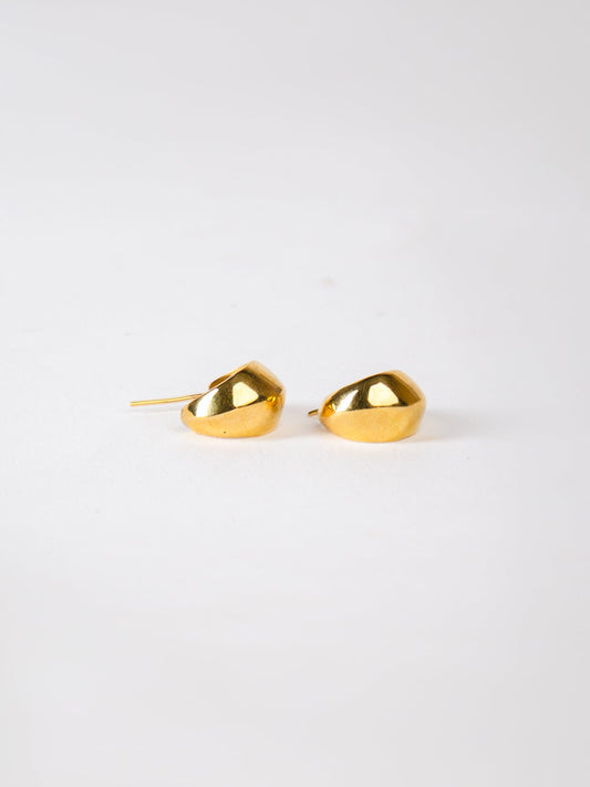 Pair of gold earrings on a white background